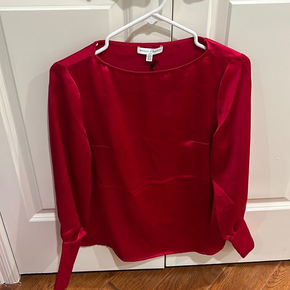 Red blouse, size xs, satin material